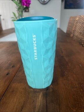 Starbucks Aqua & Teal Geometric Ceramic Tumbler